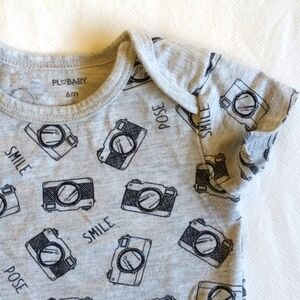 petit lem camera print short sleeve bodysuit diaper shirt 6 months baby unisex